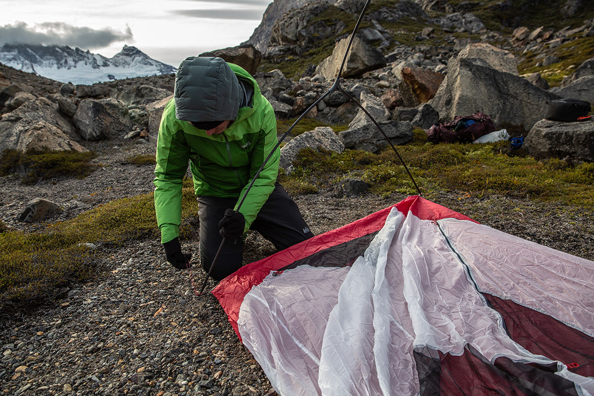 ​​MSR Hubba Hubba backpacking tent (pitching tent in Patagonia)